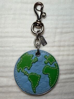 Coach Earth Globe Leather Keychain